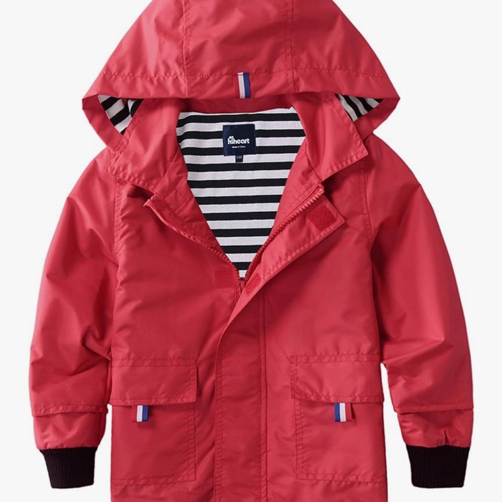 Hiheart Boys Girls Waterproof Hooded Jackets Cotton Lined Rain Jacket